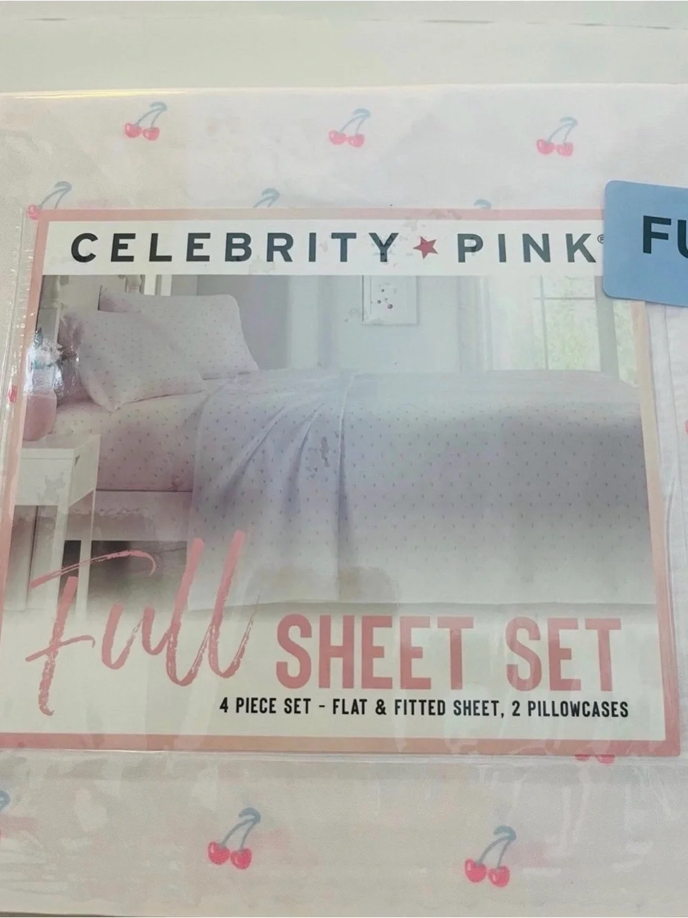 Celebrity Pink Full Size Sheet Set Soft Pink with Cherries